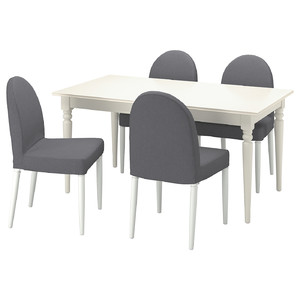 INGATORP / DANDERYD Table and 4 chairs, white white/Vissle grey, 155/215 cm