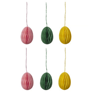TJÄRLEK Hanging decoration, egg/mixed colours