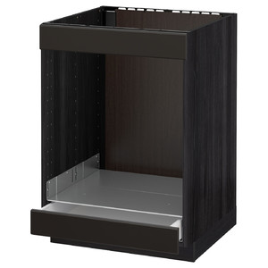 METOD / MAXIMERA Base cab for hob+oven w drawer, black/Kungsbacka anthracite, 60x60 cm