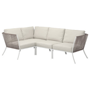 SEGERÖN 3-seat corner sofa, outdoor white/beige/Frösön/Duvholmen beige