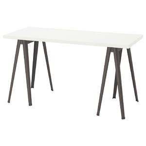 LAGKAPTEN / NÄRSPEL Desk, white/dark grey, 140x60 cm