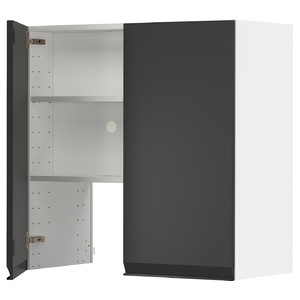 METOD Wall cb f extr hood w shlf/door, white/Upplöv matt anthracite, 80x80 cm