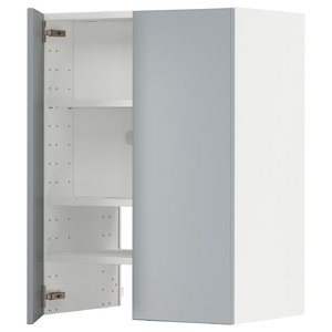 METOD Wall cb f extr hood w shlf/door, white/Veddinge grey, 60x80 cm