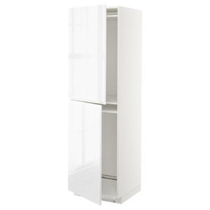 METOD High cabinet for fridge/freezer, white, Voxtorp high-gloss/white, 60x60x200 cm