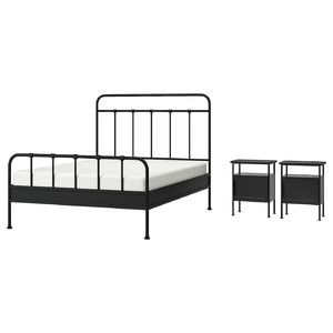 STJÄRNÖ / GRÅFJÄLLET Bedroom furniture, set of 3, anthracite, 140x200 cm