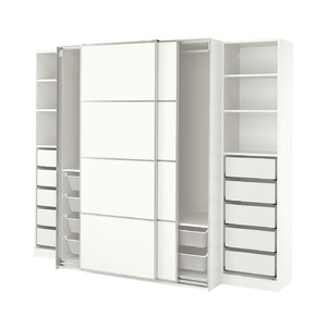PAX / MEHAMN Wardrobe, white/double sided white, 250x66x201 cm