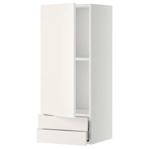 METOD / MAXIMERA Wall cabinet with door/2 drawers, white/Veddinge white, 40x100 cm