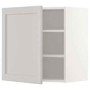 METOD Wall cabinet with shelves, white/Lerhyttan light grey, 60x60 cm