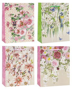Gift Bag Floral 310x400 12-pack, assorted patterns