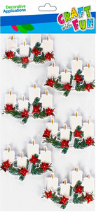 Christmas 3D Decorative Stickers Candles 6pcs