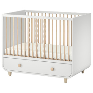 MYLLRA Cot with drawer, white, 60x120 cm