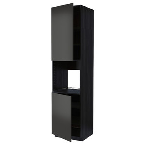 METOD High cab f oven w 2 doors/shelves, black/Nickebo matt anthracite, 60x60x240 cm