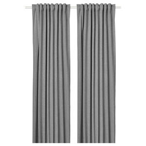 ROSENMANDEL Block-out curtains, 1 pair, grey, 135x300 cm
