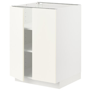 METOD Base cabinet with shelves/2 doors, white/Vallstena white, 60x60 cm