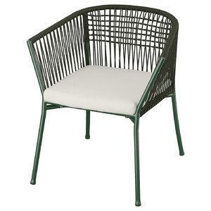SEGERÖN Outdoor chair with armrests, dark green/Frösön/Duvholmen beige