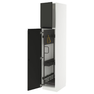 METOD High cabinet with cleaning interior, white/Tistorp brown walnut effect, 40x60x200 cm
