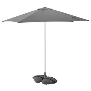 HÖGÖN / IGGÖN Parasol with base, grey/dark grey, 270 cm