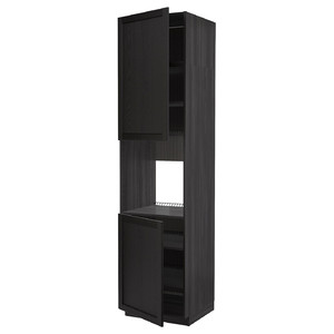 METOD High cab f oven w 2 doors/shelves, black/Lerhyttan black stained, 60x60x240 cm