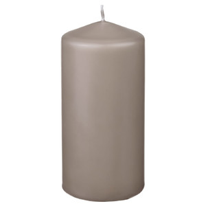 DAGLIGEN Unscented pillar candle, dark grey-beige, 14 cm