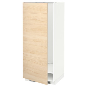 METOD High cabinet for fridge/freezer, white, Askersund light ash effect ash, 60x60x140 cm