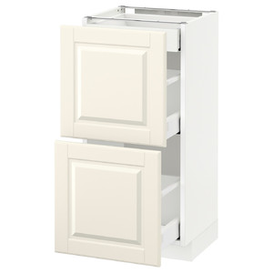 METOD / MAXIMERA Base cab with 2 fronts/3 drawers, white, Bodbyn off-white, 40x37 cm