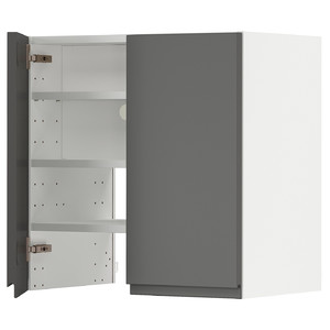 METOD Wall cb f extr hood w shlf/door, white/Voxtorp dark grey, 60x60 cm