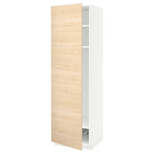 METOD High cabinet w shelves/wire basket, white/Askersund light ash effect, 60x60x200 cm