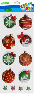 Christmas Stickers Christmas Baubles/Stars 12pcs