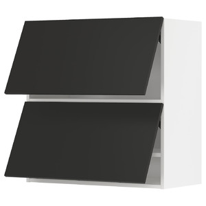 METOD Wall cabinet horizontal w 2 doors, white/Nickebo matt anthracite, 80x80 cm