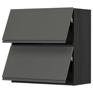 METOD Wall cabinet horizontal w 2 doors, black/Voxtorp dark grey, 80x80 cm