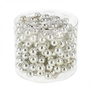 Christmas Tree Pearl Bead Chain Garland, Silver, 8 mm x 2.7 m