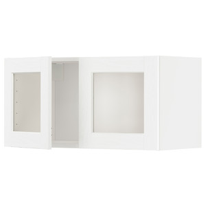 METOD Wall cabinet with 2 glass doors, white Enköping/white wood effect, 80x40 cm