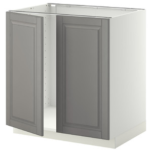 METOD Base cabinet for sink + 2 doors, white/Bodbyn grey, 80x60 cm