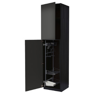 METOD High cabinet with cleaning interior, black/Nickebo matt anthracite, 60x60x240 cm
