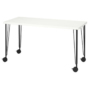 LAGKAPTEN / KRILLE Desk, white/black, 140x60 cm