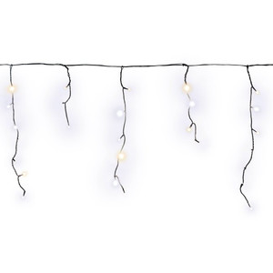 Christmas Curtain Lights In-/Outdoor 200 LED 9.6m, icicles, warm white/cool white mix