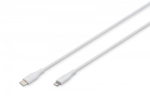 DIGITUS Lightning silicone connection cable, USB-C - Lightning, 0.5m, white