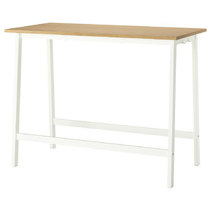 MITTZON Conference table, oak veneer/white, 140x68x105 cm