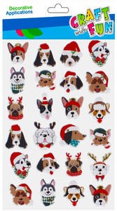 Christmas Decorative Stickers Dogs with Santa Hats 24pcs