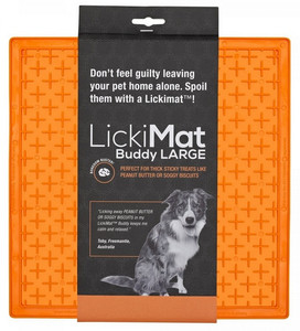 LickiMat Buddy Large for Dogs, soft, orange
