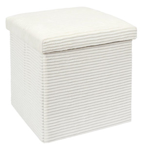 Folding Pouffe, corduroy, white