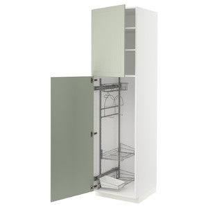 METOD High cabinet with cleaning interior, white/Stensund light green, 60x60x220 cm