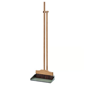 VINDSIKT Dustpan/broom, bamboo/grey-green