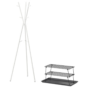 GREJIG / EKRAR Hallway furniture, set of 4, white/grey