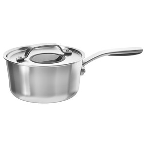 SENSUELL Saucepan with lid, stainless steel, grey, 2.4 l