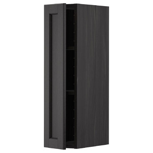METOD Wall cabinet with shelves, black/Lerhyttan black stained, 20x80 cm
