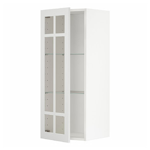 METOD Wall cabinet w shelves/glass door, white/Stensund white, 40x100 cm