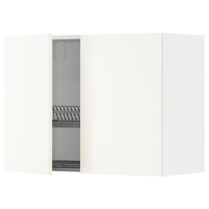 METOD Wall cabinet w dish drainer/2 doors, white/Vallstena white, 80x60 cm