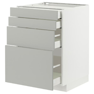 METOD / MAXIMERA Base cab 4 frnts/4 drawers, white/Havstorp light grey, 60x60 cm