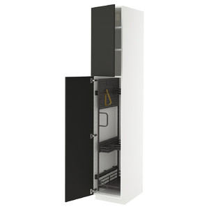 METOD High cabinet with cleaning interior, white/Nickebo matt anthracite, 40x60x220 cm